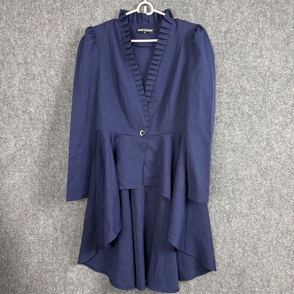Scarlet Darkness Steampunk Long Jacket High Low Coat Womens Size M Blue r
